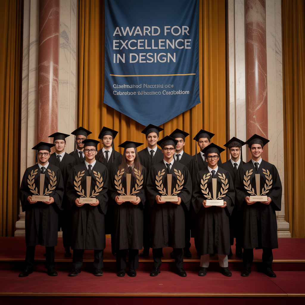Estudiantes recibiendo premio de diseño